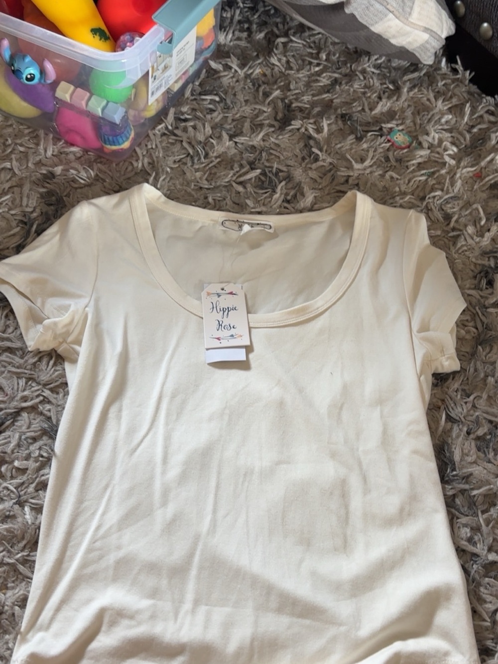 Hippie Rose Cream Short Sleeve Scoop Neck Tee